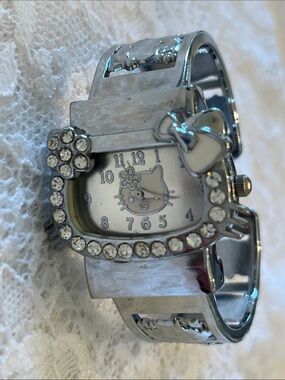 Hello Kitty Silver Crystal Accent Bangle Watch